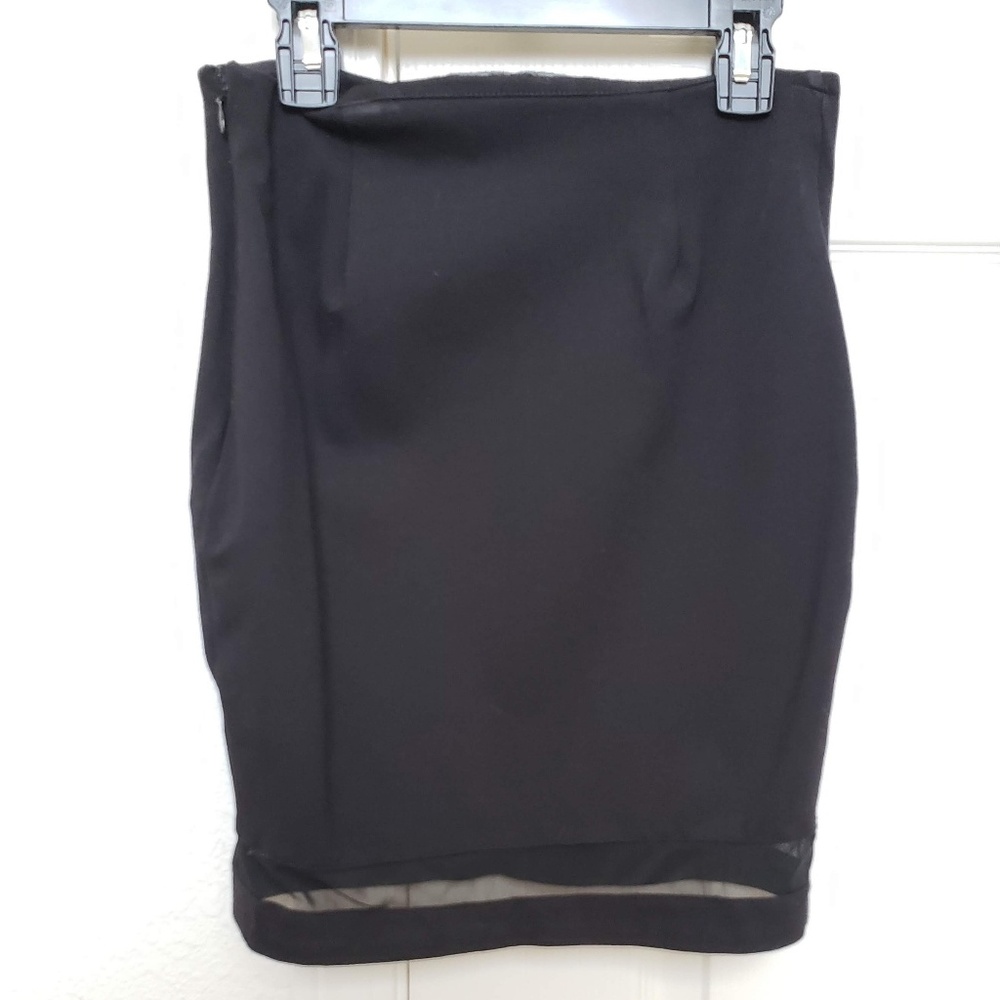 Guess Black Mesh Trim Pencil Skirt